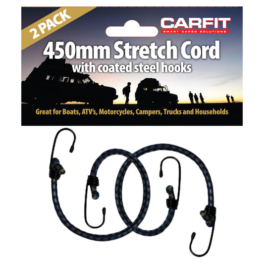 450MM BUNGEE STRETCH CORD WITH STEEL HOOKS SET OF 2