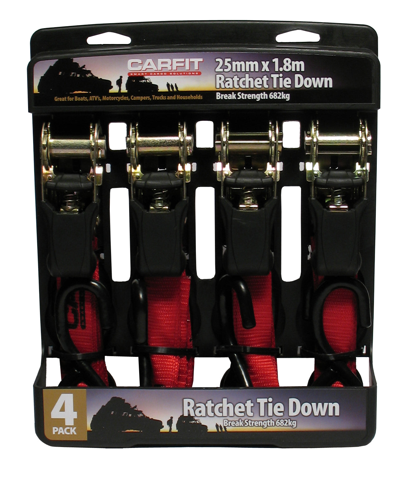 25MM X 1.8M RATCHET STRAP SET OF 4