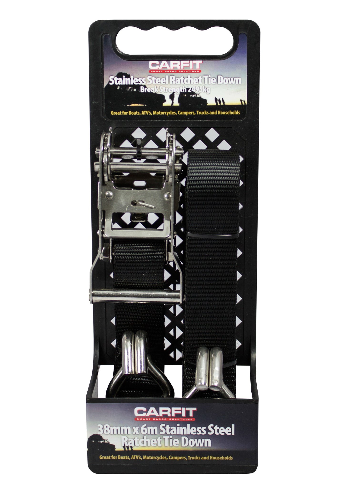 STAINLESS STEEL RATCHET TIE DOWN – 38MM X 6M – SINGLE