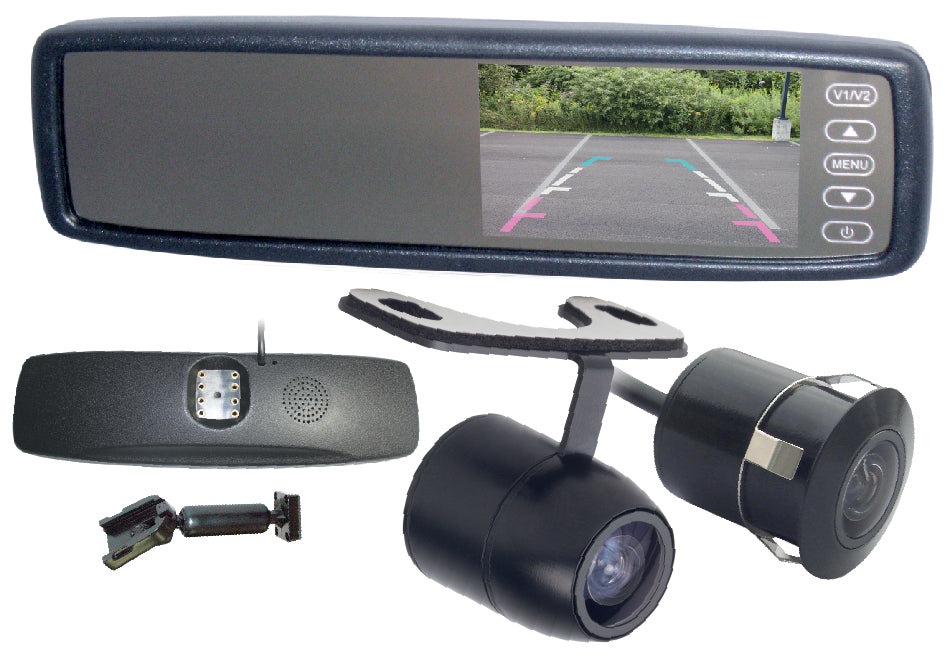CLIP ON REPLACEMENT 4.3” MIRROR MONITOR - WITH BUTTERFLY/FLUSH MOUNT CAMERA