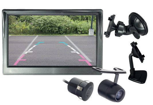 5” DUAL MOUNT DASH OR SUCTION CUP MOUNT MONITOR - WITH BUTTERFLY/FLUSH MOUNT CAMERA