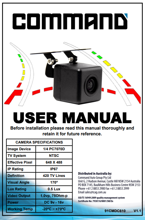 User Manual for 91CMDS7HDQ Installation
