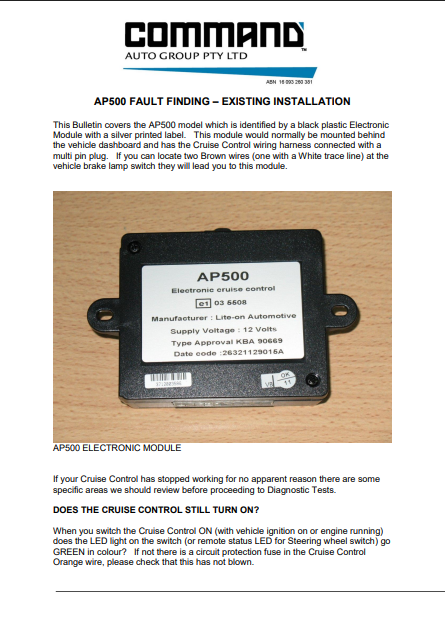 AP500 Fault Finding - Existing Installation