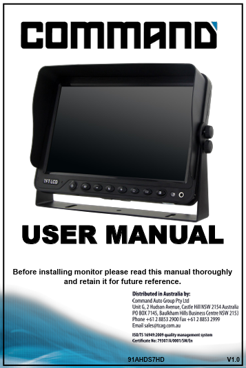 User Manual for 91AHDS7HD