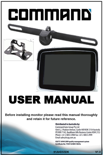 User Manual for 91AHDS5DK – Command Auto