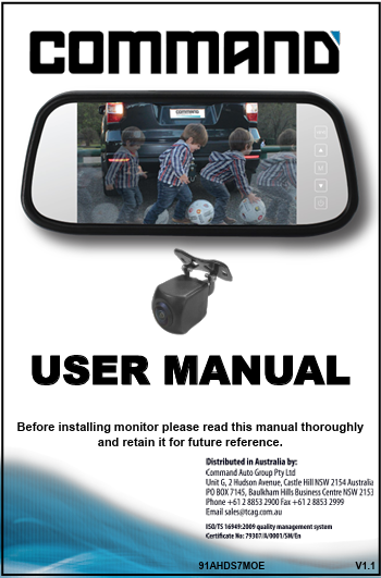 User Manual for 91AHDS7MOE - Mirror Monitor