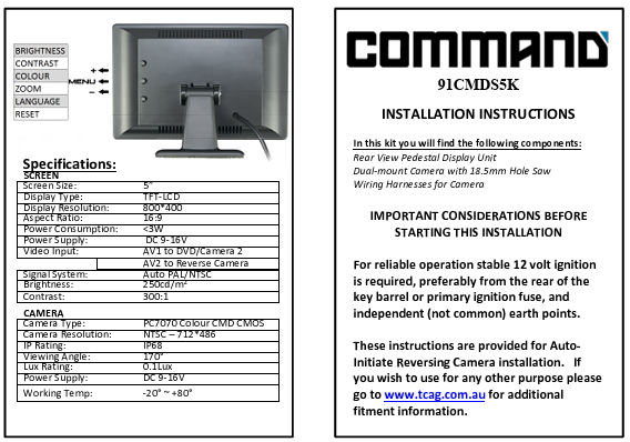 Instructions for 91CMDS5K
