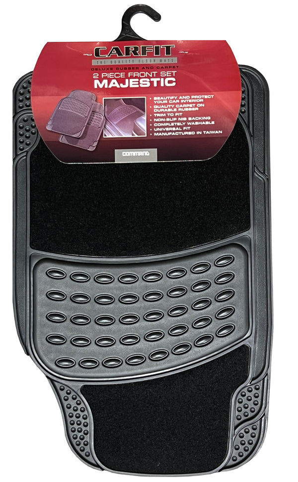 Carfit Majestic black two-piece carpet and rubber floor mats