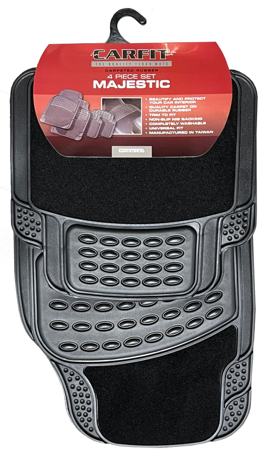 MAJESTIC BLACK 4 PIECE SET CARPET/RUBBER