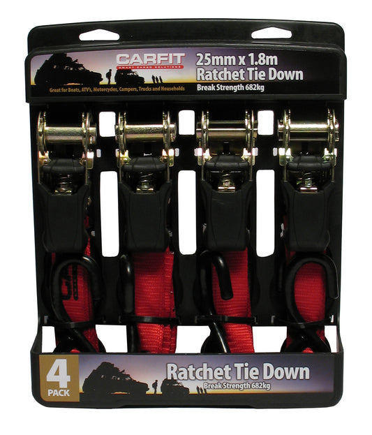 RATCHET STRAP - 25MM X 1.8M - SET OF 4