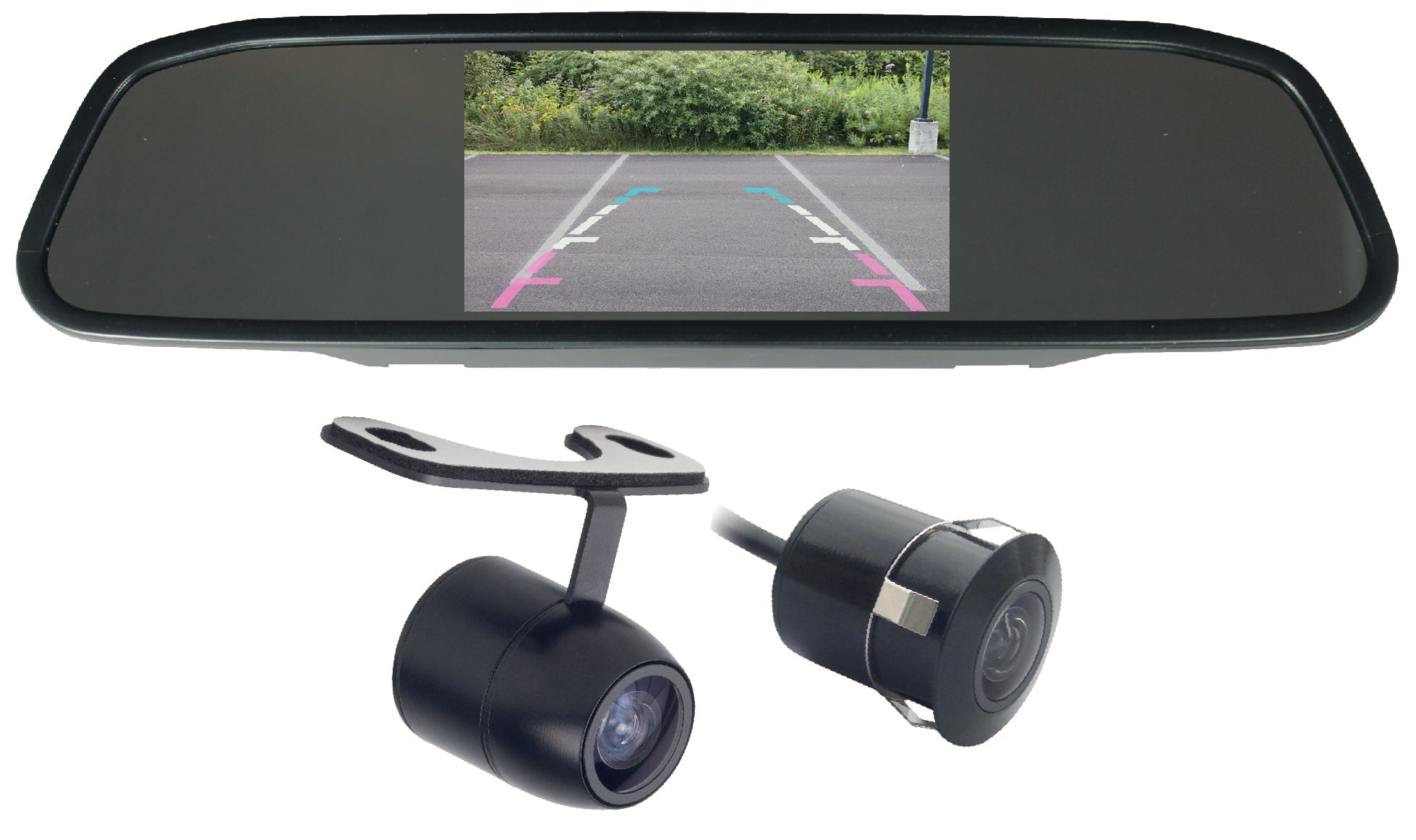 ECONOMY CLIP ON 4.3” MIRROR MONITOR - WITH BUTTERFLY/FLUSH MOUNT CAMER ...