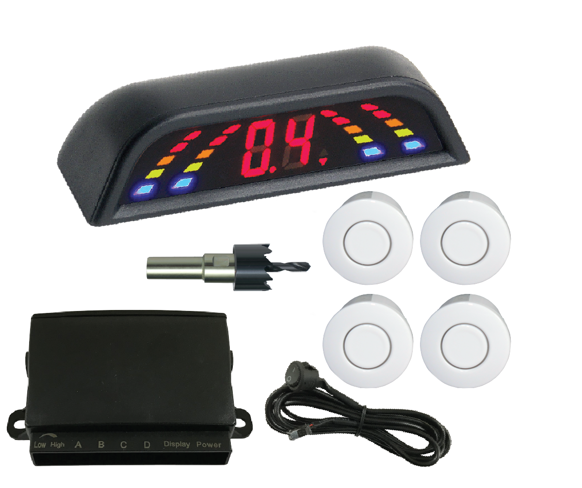 REVERSING SENSOR KIT - WHITE SENSORS & DISPLAY