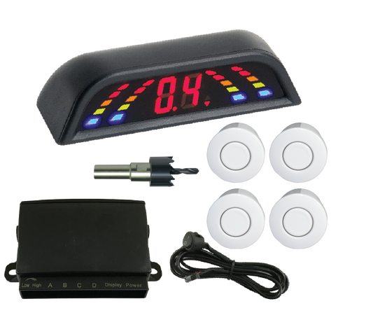 REVERSING SENSOR KIT - WHITE SENSORS & DISPLAY