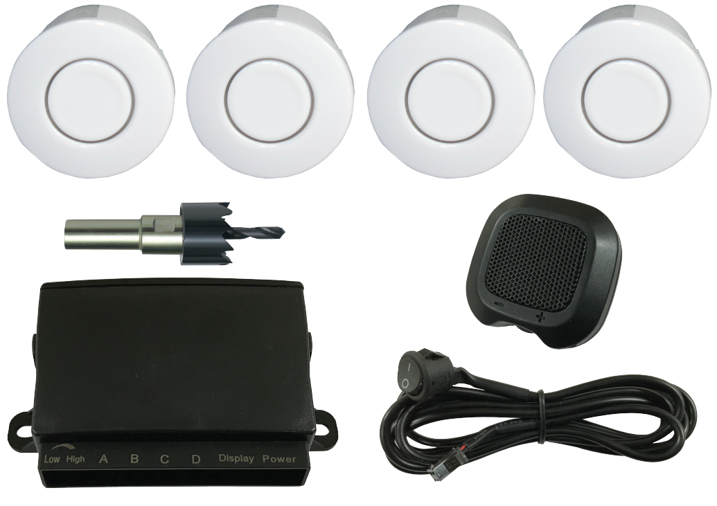 REVERSING SENSOR KIT - WHITE SENSORS & BUZZER