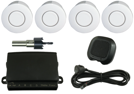 REVERSING SENSOR KIT - WHITE SENSORS & BUZZER